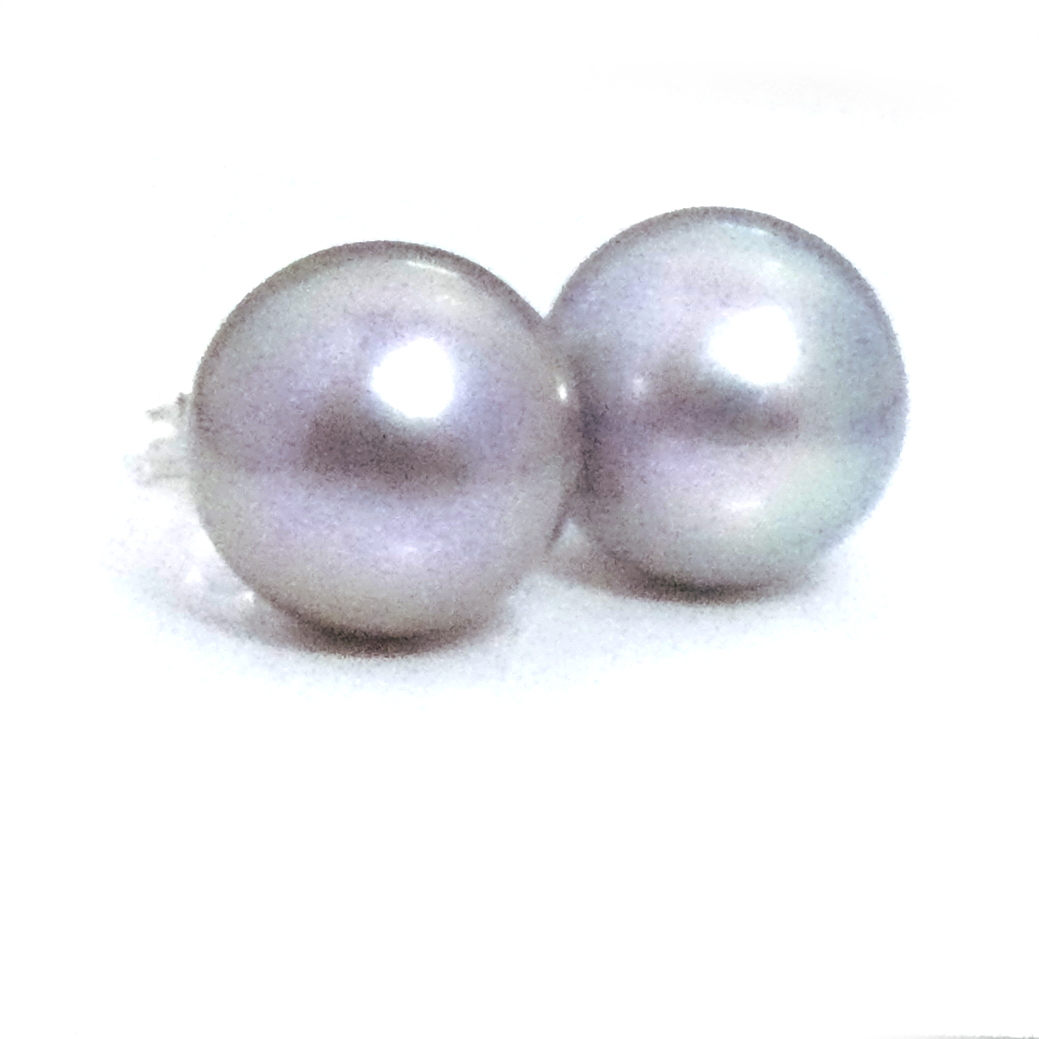 Grey 11.2mm Round Pearl Earrings